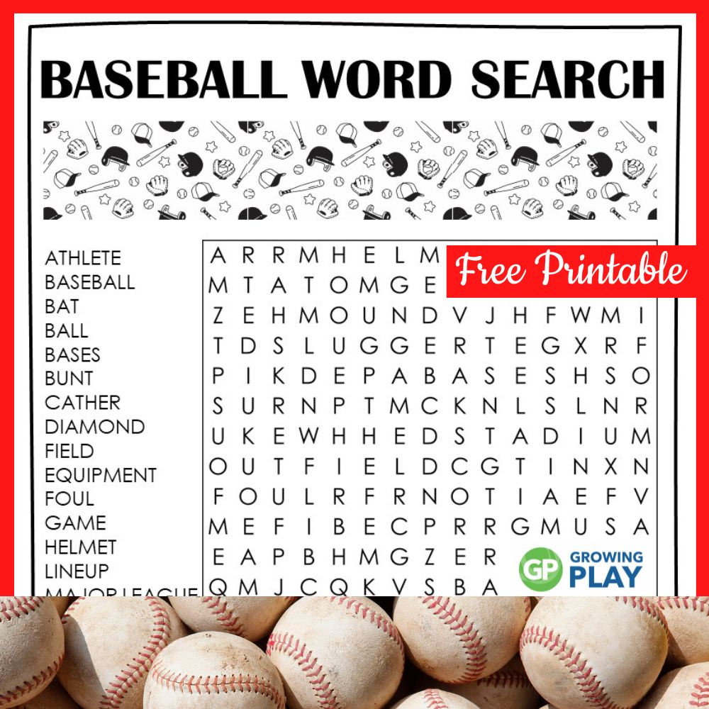 This baseball word search PDF will be a great activity to entertain him on the next rainy day.  You can download it for free from GrowingPlay.