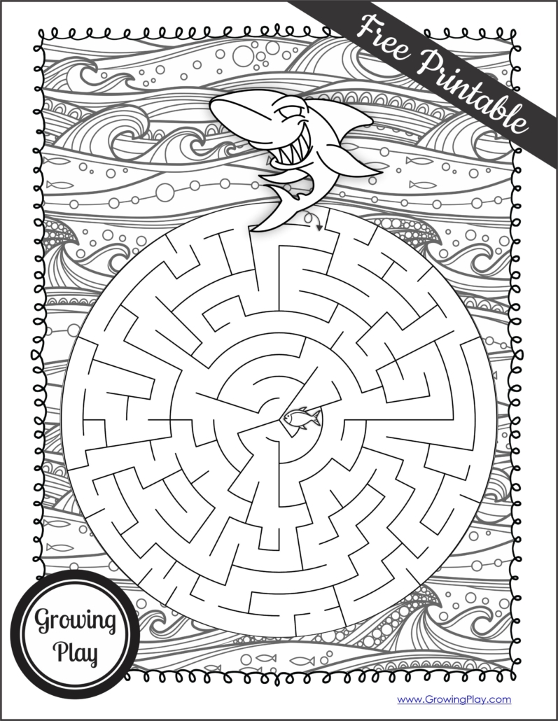 Shark Maze PDF for kids