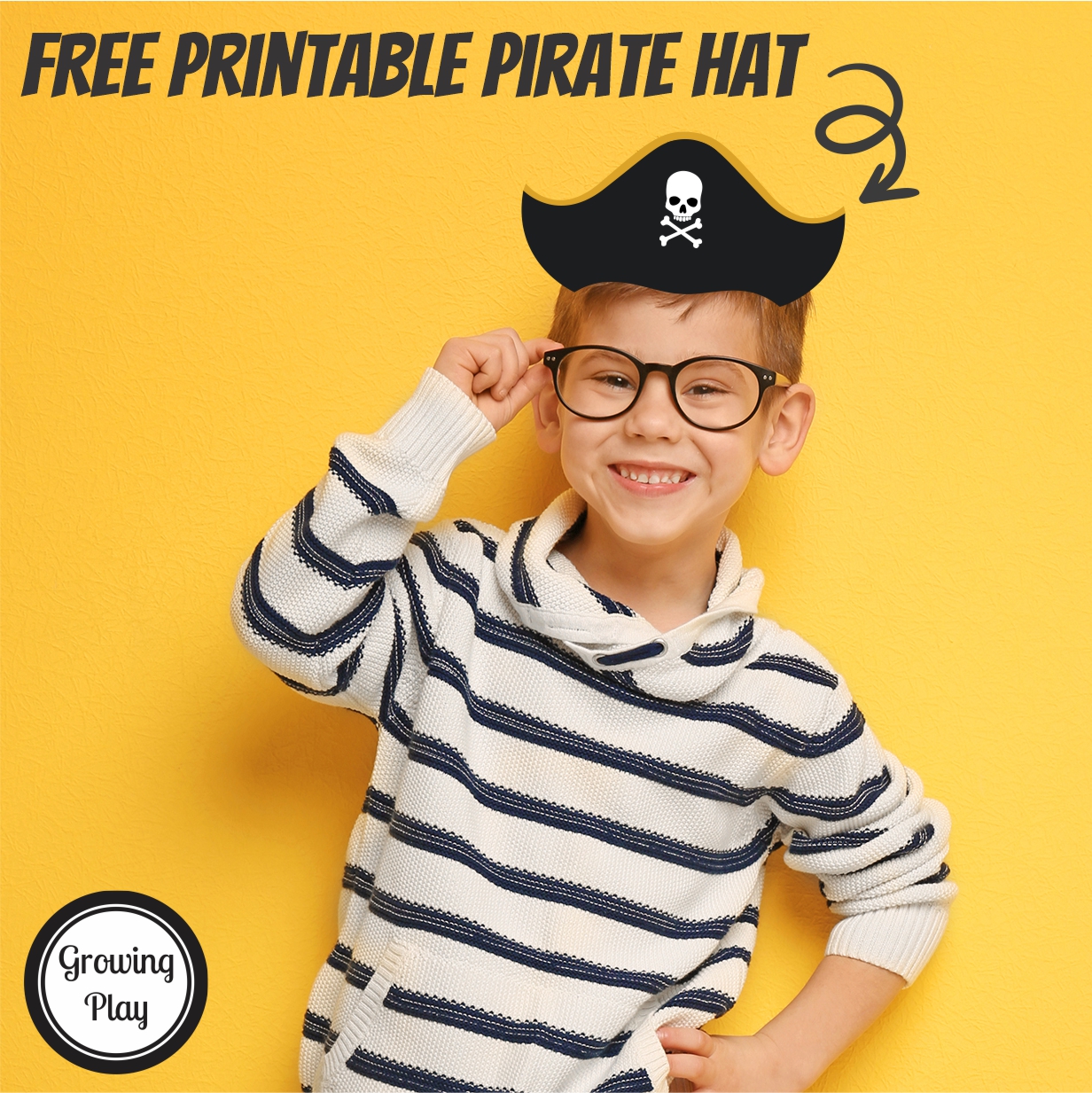 This free printable pirate hat pattern is perfect for your next preschool theme or dress-up day! From Growing Play