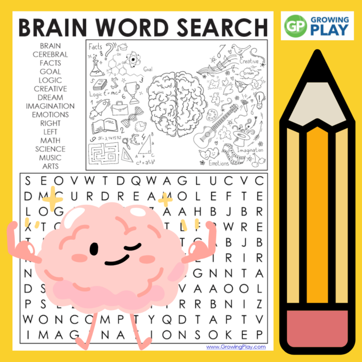 Brain Word Search Printable - Free PDF - Growing Play