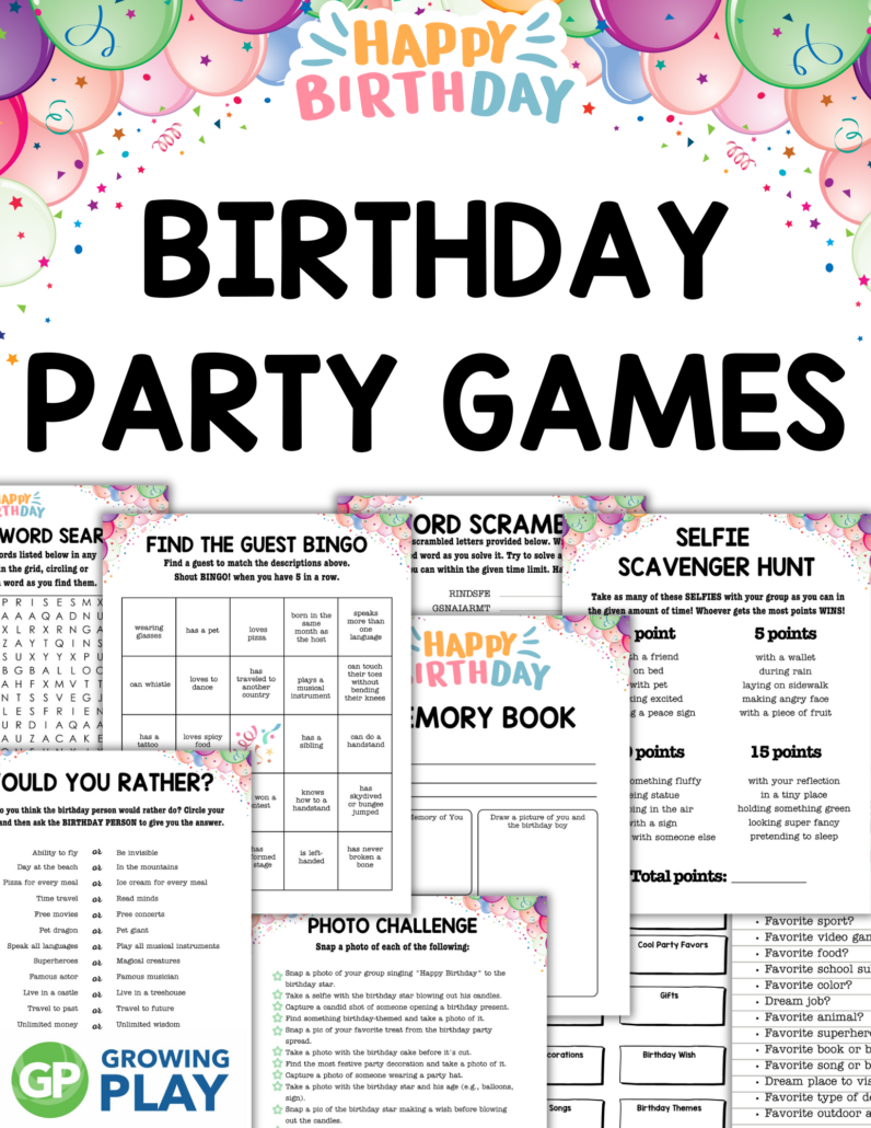 Birthday Party Games Printable Packet