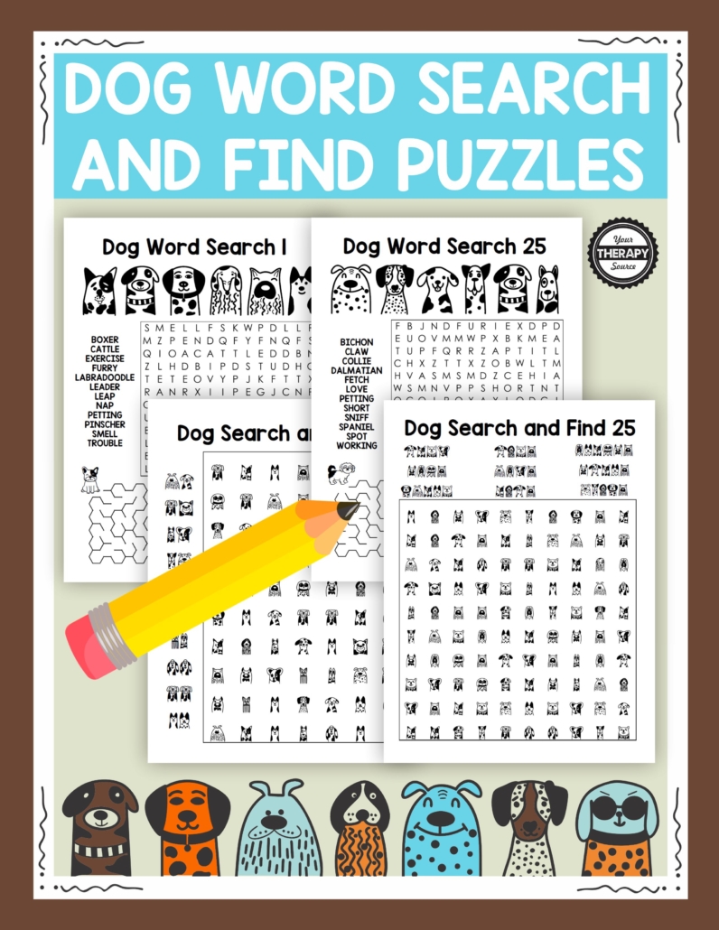 Dog Word Search Book and Find Puzzle Packet